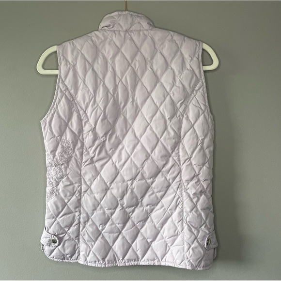 [xs] Eddie Bauer Goose Down Embroidered Lavender Purple Spring Puffer Vest - Picture 3 of 13